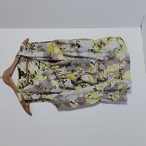 Apostrophe Petites Women's White Black Yellow Gray Pink Floral Top, L/P